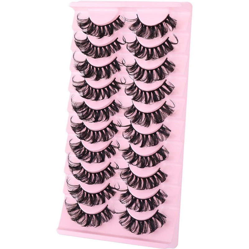 10 Pairs False Lashes Eyelashes Extension Cluster, Faux Mink Fluffy Long Full Look Eye Bottom, Dramatic Cosmetic Makeup