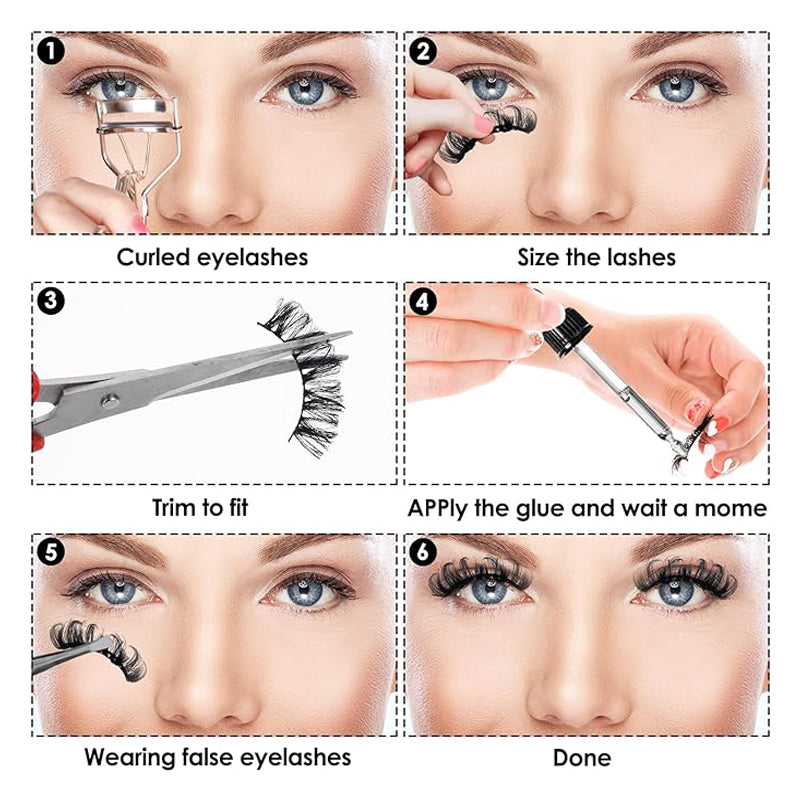 10 Pairs False Lashes Eyelashes Extension Cluster, Faux Mink Fluffy Long Full Look Eye Bottom, Dramatic Cosmetic Makeup